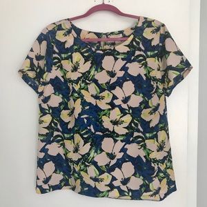 J Crew Floral Short Sleeve Shirt Size M